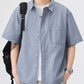 Men's Plus Size Striped Button Up Short Sleeve Shirt - Farnelli