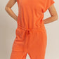 HYFVE Back Keyhole Round Neck Cap Sleeve Drawstring Jumpsuit - Farnelli