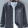 Men's Plus Size Button Up Long Sleeve Shirt - Dark Gray