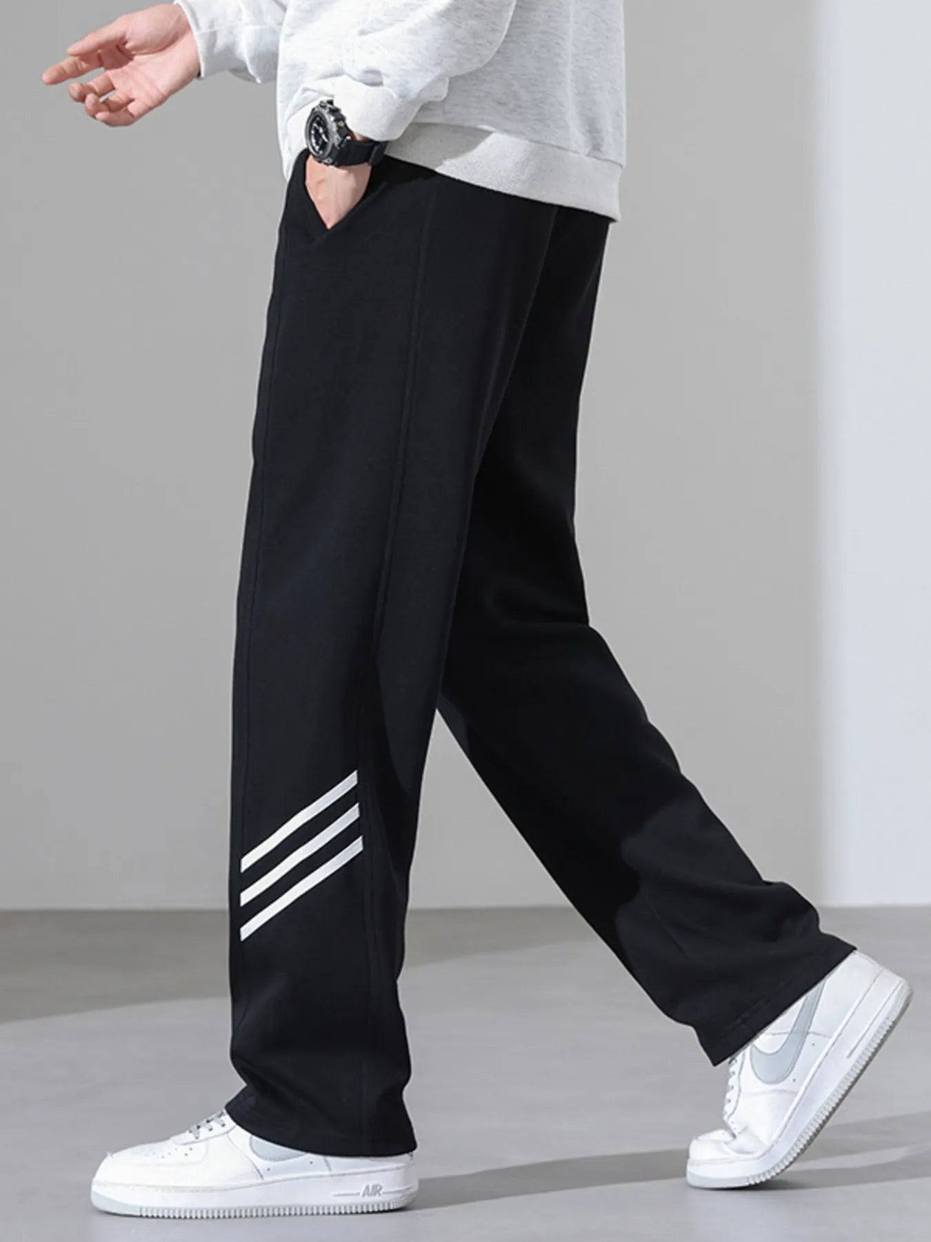 Men's Full Size Casual Loose Fit Sweatpants with Stripes Plus Size - Farnelli