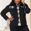 Mandy Plaid Collared Dropped Shoulder Jacket - Black