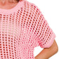 Zenana Fish Net Short Sleeve Crochet Knit Cover Up - Farnelli