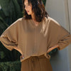 Annie Wear Notched Batwing Sleeve Blouse - Camel