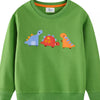 Children's Dinosaur Embroidered Crew Neck Sweatshirt - Green