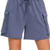 Zenana Scuba Thigh Pocket Shorts - BLUE INDIGO