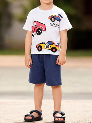 Children's Racing Car T-Shirt and Shorts Set - Farnelli