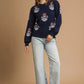 Umgee Floral Knit Sweater with Puff Sleeves - Farnelli