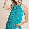 BiBi Pleating Knit Halter Neck Top - TEAL
