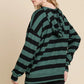 BOMBOM Drawstring Striped Dropped Shoulder Hoodie - Farnelli