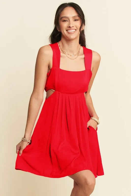 Davi & Dani Washed Satin Cutout Skirt Bandeau Mini Dress - Farnelli