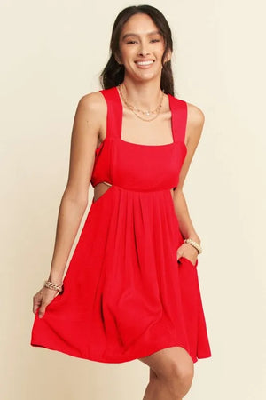 Davi & Dani Washed Satin Cutout Skirt Bandeau Mini Dress - Farnelli