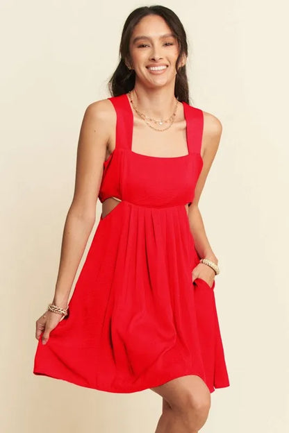 Davi & Dani Washed Satin Cutout Skirt Bandeau Mini Dress - Farnelli