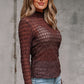 Ruth Sheer Mesh Patterned Lettuce Trim Top - Farnelli