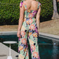 ODDI Full Size Floral Sleeveless Wide Leg Jumpsuit - Farnelli