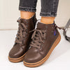 Round Toe Platform Boots - Brown