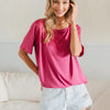 Sew In Love Full Size Square Neck Short Sleeve Top - Fuchsia