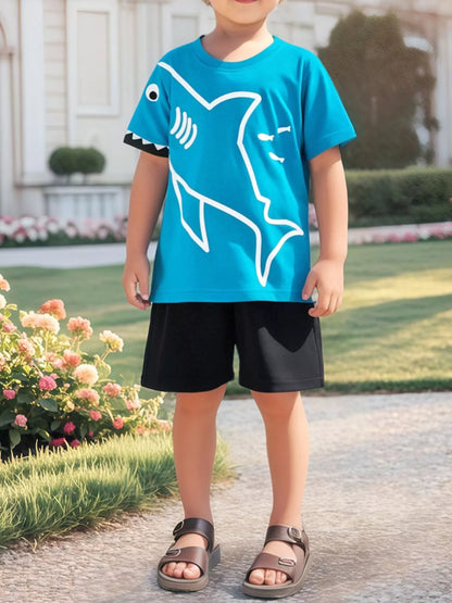 Children's Shark Graphic Tee & Shorts Set - Farnelli