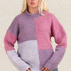 VERY J Color Block Mock Neck Drop Shoulder Sweater - Purple