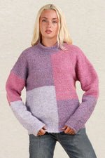 VERY J Color Block Mock Neck Drop Shoulder Sweater - Farnelli