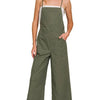 Zenana Woven Spaghetti Strap Overalls - DK OLIVE