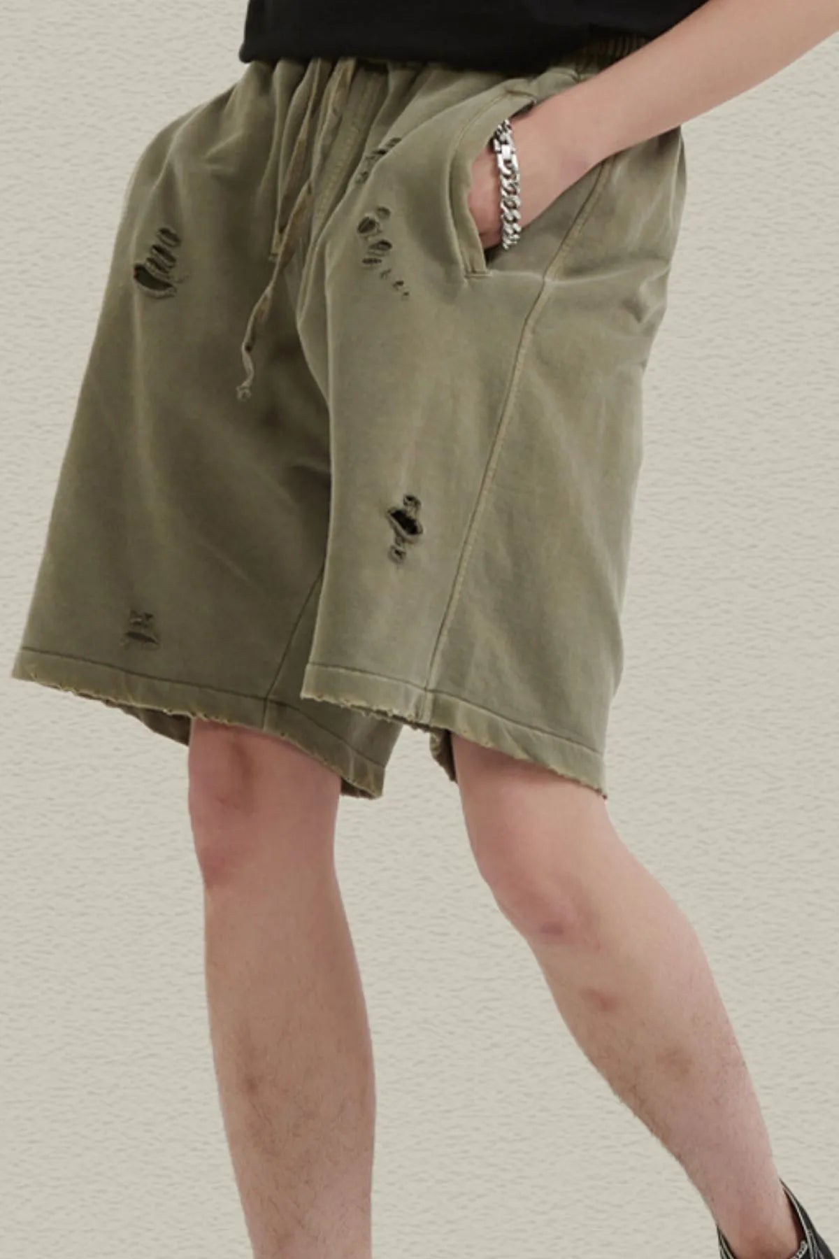 Men's Distressed Drawstring Shorts - Farnelli