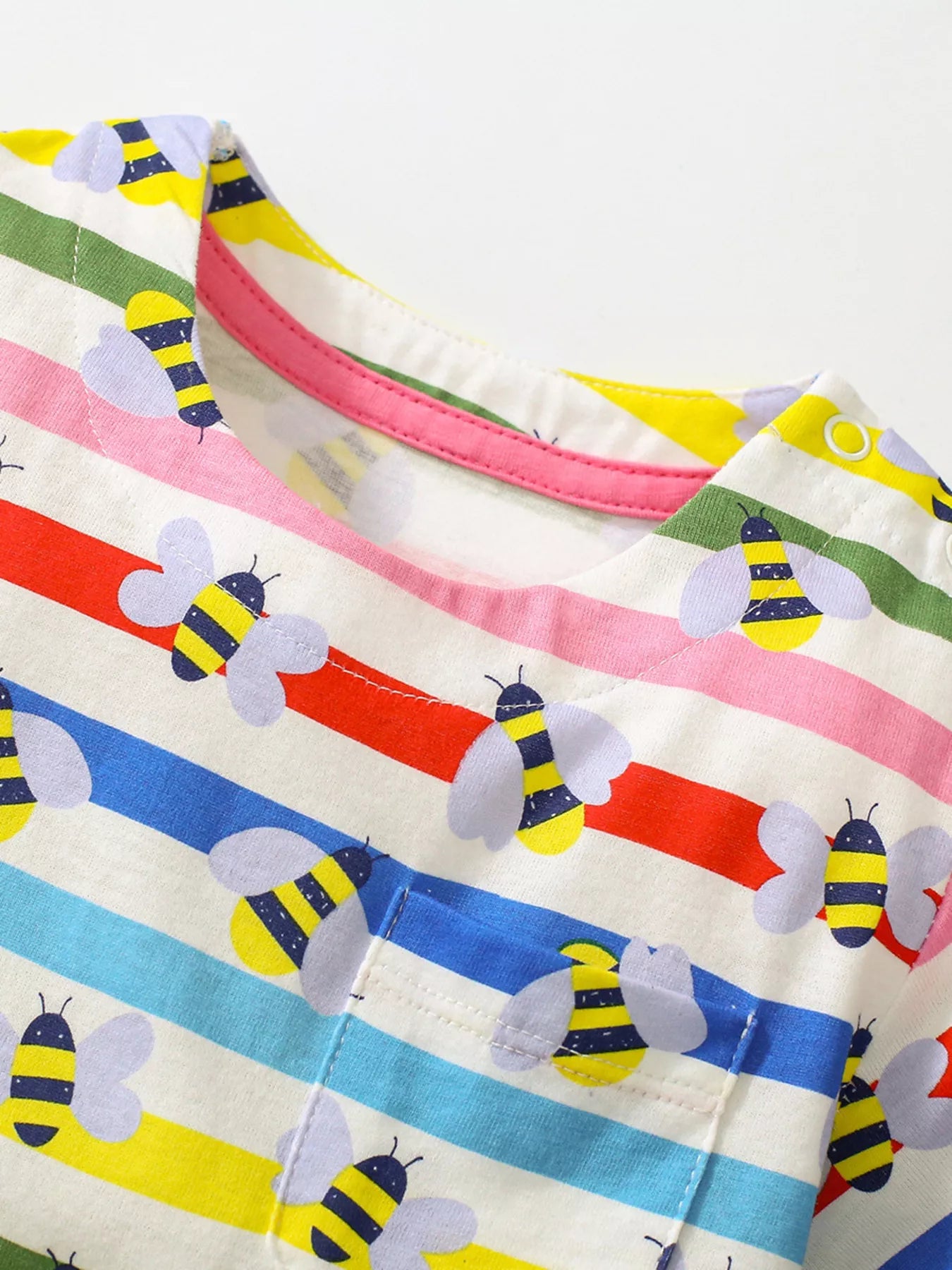 Children's Striped Bee Print Casual Dress - Farnelli