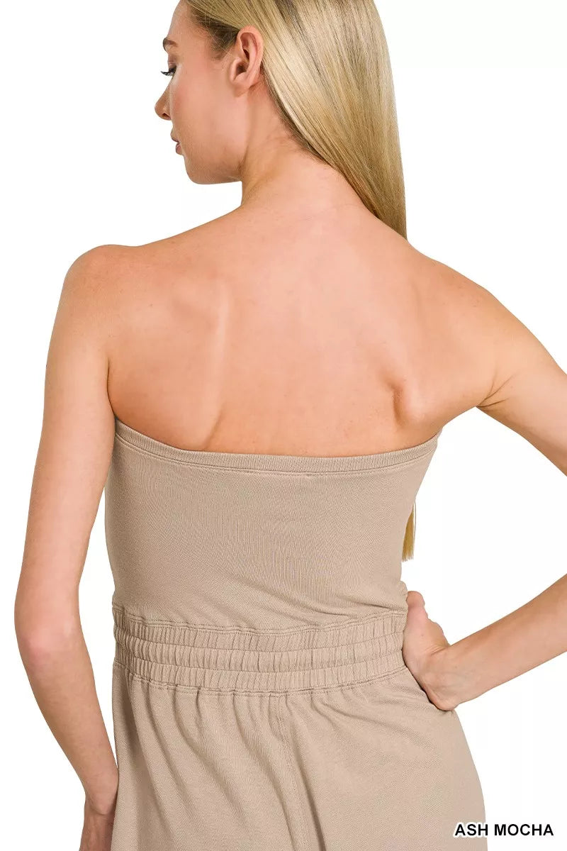 Zenana Tube Top Jumpsuit with Drawstring Waist - Farnelli