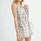 MABLE Plaid Sleeveless Button Down Romper - Farnelli
