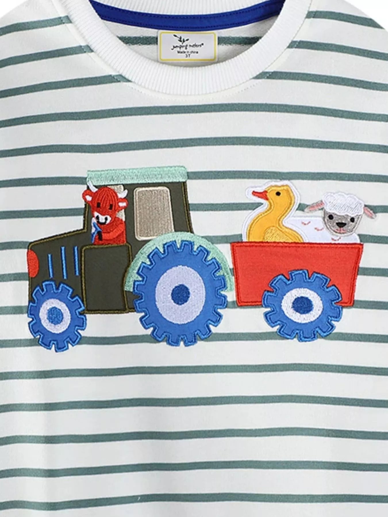 Children's Striped Tractor Crew Neck Sweatshirt - Farnelli