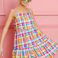 BiBi Multi Colors Plaid Sleeveless Sun Dress - Farnelli