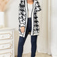Mandy Woven Right Houndstooth Open Front Longline Cardigan - Farnelli