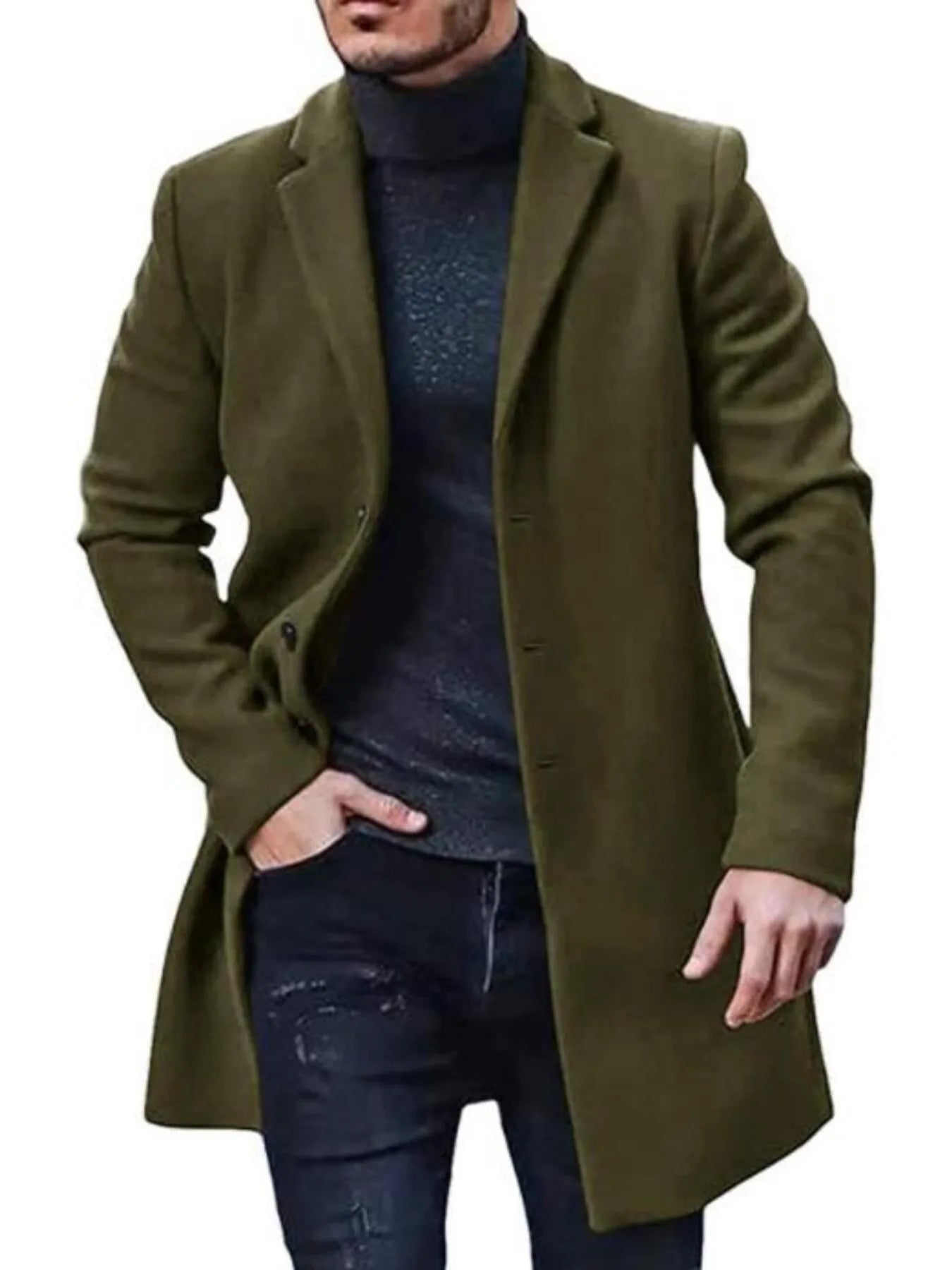 Men's Plus Size Classic Long Sleeve Overcoat - Farnelli