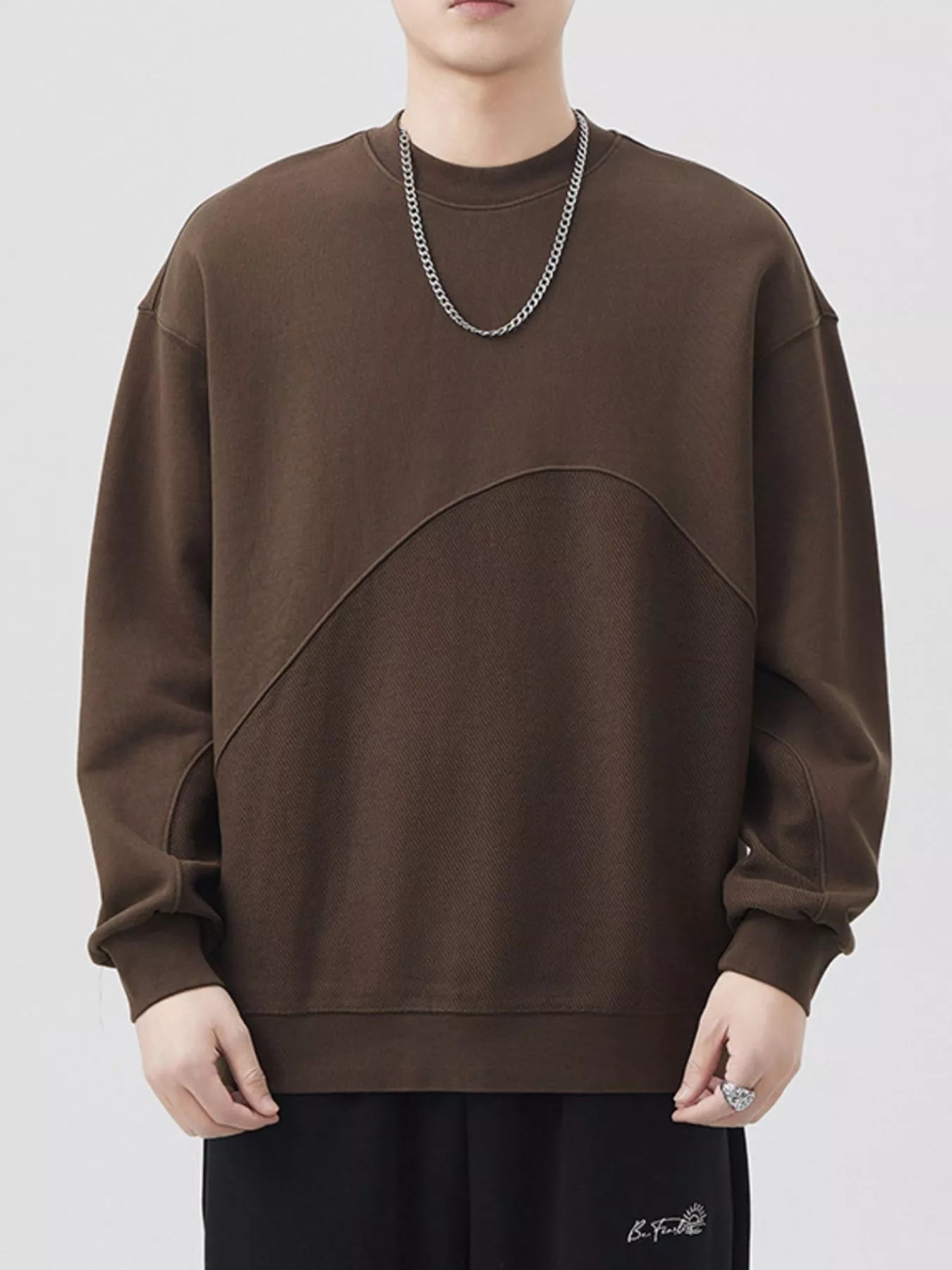 Men's Plus Size Round Neck Long Sleeve Sweatshirt - Farnelli
