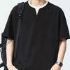 Men's Plus Size Round Neck Half Sleeve T-Shirt - Black