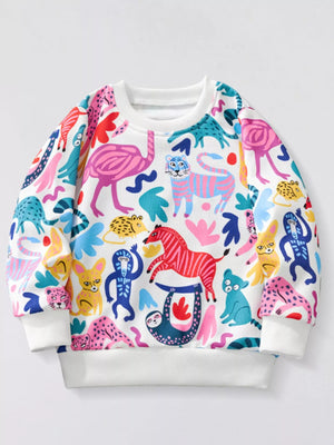 Children's Animal Print Crew Neck Sweatshirt - Farnelli