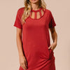 BiBi Front Cutout Mini Tee Dress with Pockets - GINGER