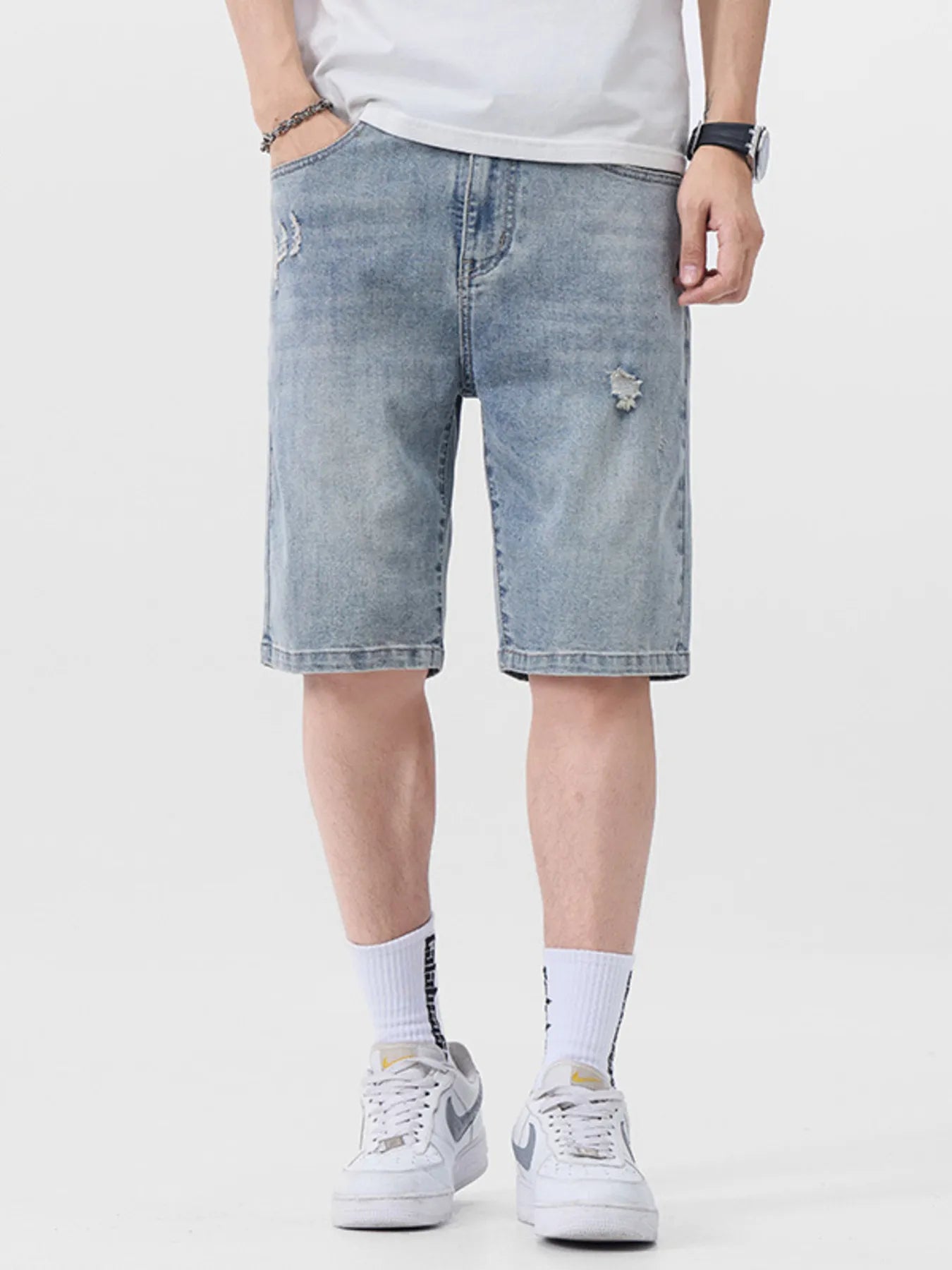 Men's Distressed Denim Shorts - Farnelli