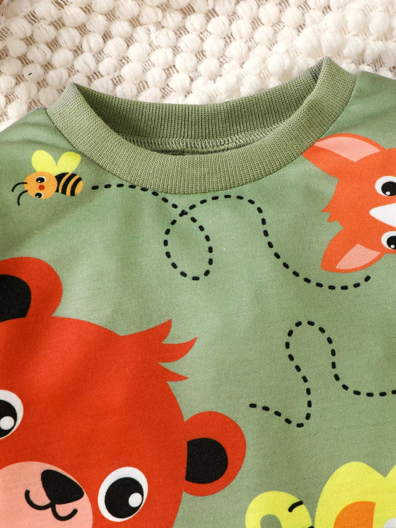 Children's Cartoon Animal Print Sweatshirt & Jeans Set - Farnelli