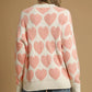 Umgee Mix Heart Pattern Pearl Accent Sweater - Farnelli