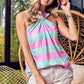 BiBi Multi Color Plaid Brushed Neck Tank - Farnelli