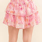 And The Why Printed Lurex Smocked Waist Tiered Skort - Farnelli