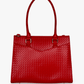 Baldwin Baby Company Montrose diaper bag tote in cardinal, back view with multiple compartments