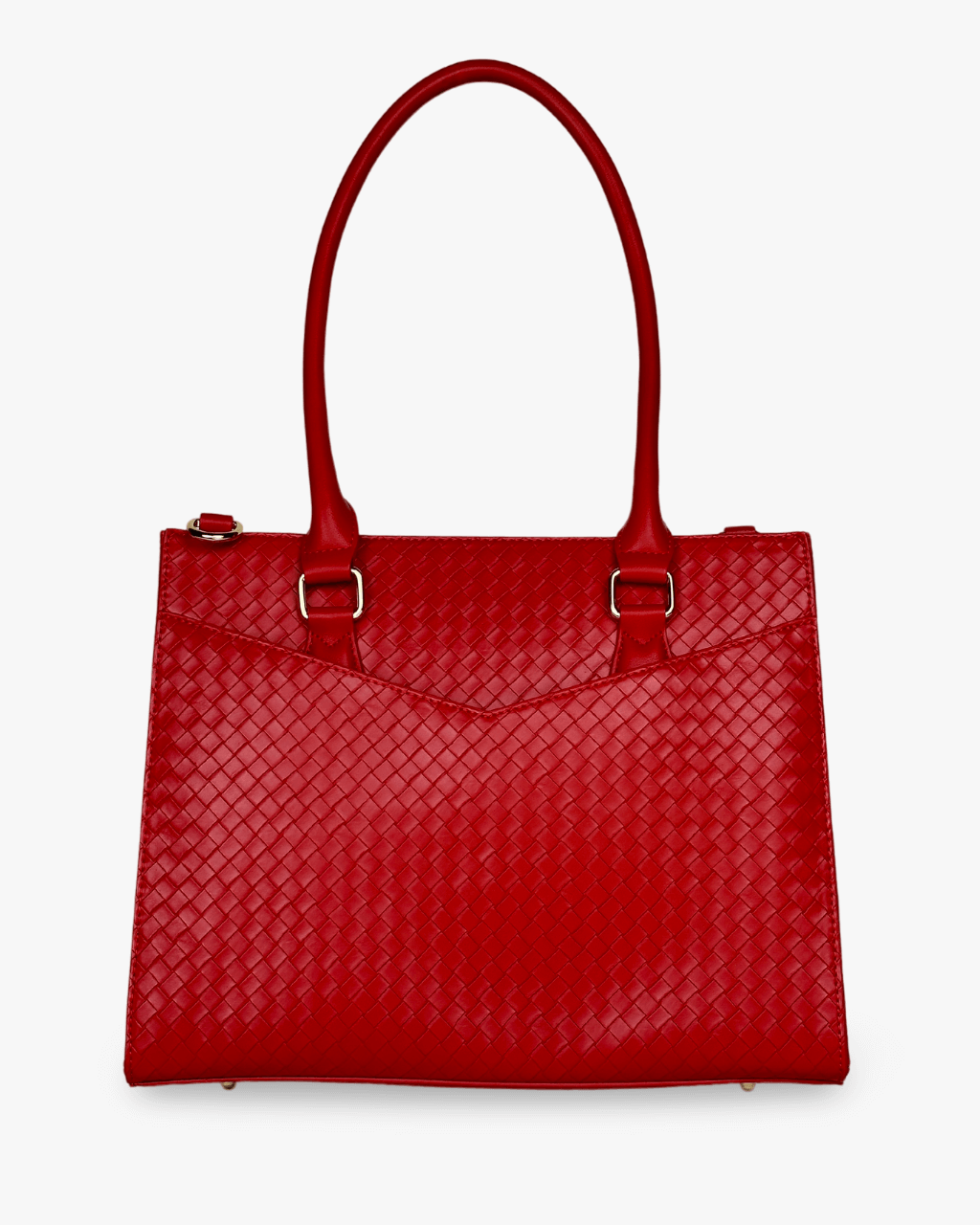 Baldwin Baby Company Montrose diaper bag tote in cardinal, back view with multiple compartments