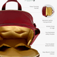 Baldwin Baby Company Daphne diaper bag in crimson showing organized interior features and compartments