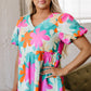 Rayne Floral V Neck Peplum Blouse - Farnelli