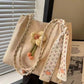 Floral Decor Woven Straw Tote Bag - Farnelli