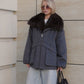 Rimini Genuine Fur Trim Wool Blend Parka in Graphite