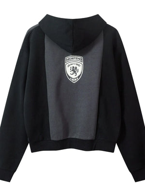 Men's Color Block Letter Graphic Zip-Up Hoodie - Farnelli