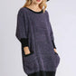 Umgee Full Size Ribbed Hem Round Neck 3/4 Sleeve Sweater Dress with Pockets Plus Size - Farnelli