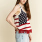 Jade By Jane Full Size American Flag Fringe Tank Top Plus Size - Farnelli